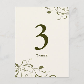 Sage Green Floral Decal Table Number Card