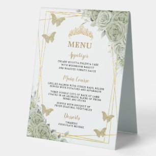 Sage Green Floral Double-Sided Food Bar Menu