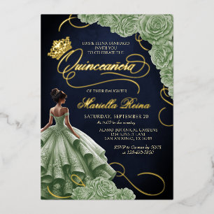 Sage Green Floral Dress Quinceañera