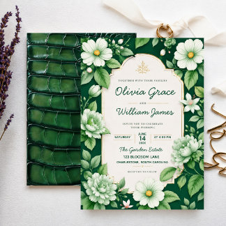 Sage Green Floral Elegant Botanical Garden Invitation