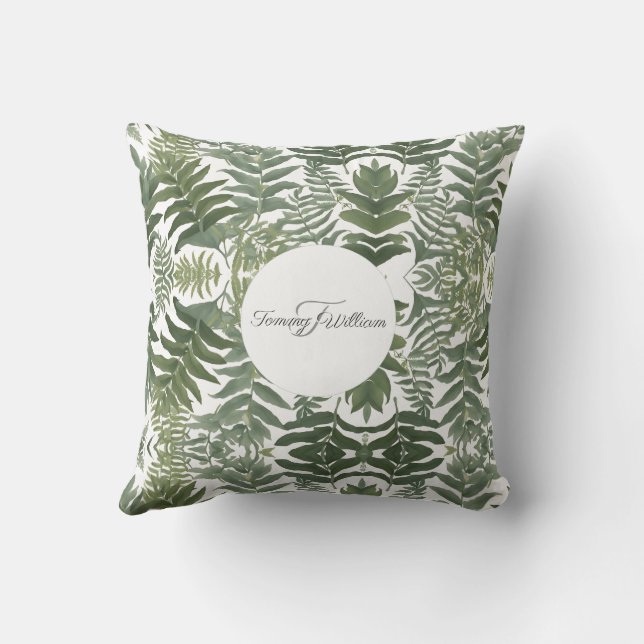 Sage Green Floral Elegant Cushion (Back)