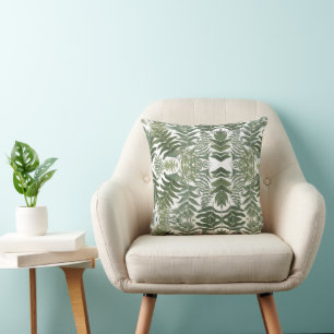 Sage Green Floral Elegant Cushion