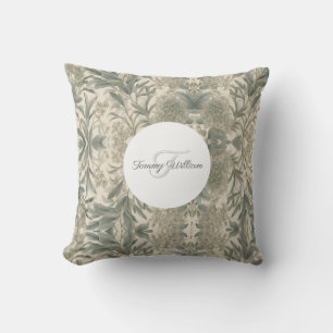 Sage Green Floral Elegant Cushion