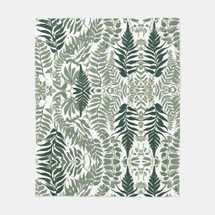 Sage Green Floral Elegant Fleece Blanket