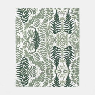 Sage Green Floral Elegant Fleece Blanket