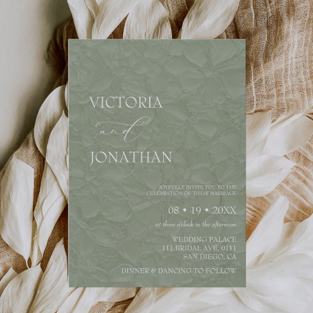 Sage Green Floral Elegant Wedding  Invitation (Creator Uploaded)