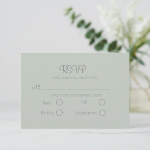 Sage Green Floral Elegant Wedding RSVP Card