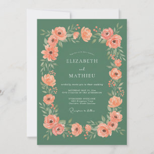 Sage Green Floral Embrace Wedding Invitation