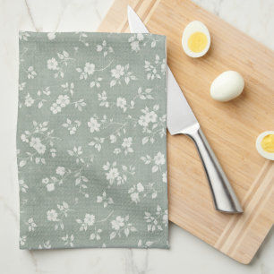 Sage Green Floral , Farmhouse, Cottagecore Tea Towel