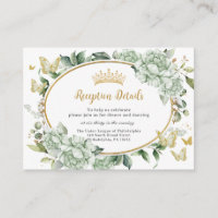 Sage Green Floral Flowers Butterflies Quinceañera