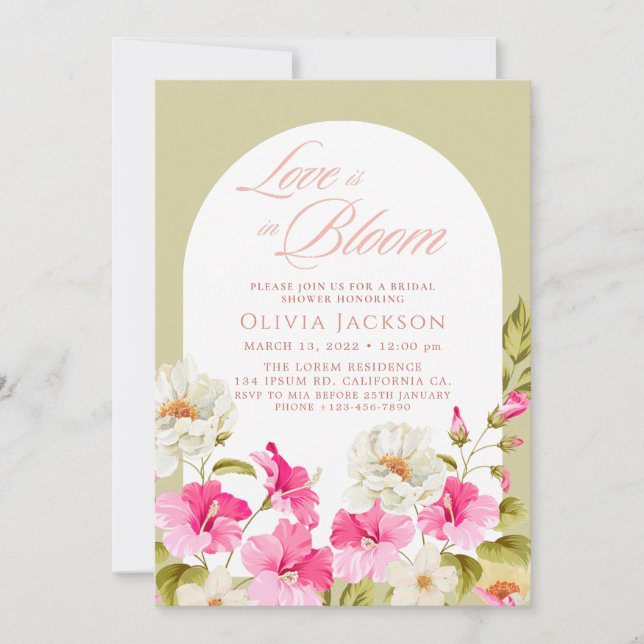 Sage green floral garden flowers Bridal shower Invitation (Front)
