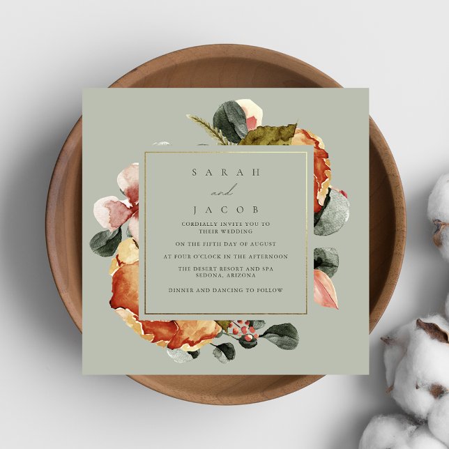 Sage Green Floral Garden Wedding Invitation (Creator Uploaded)