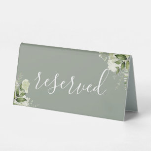 Sage Green Floral Greenery Elegant Script Reserved