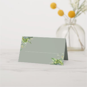 Sage Green Floral Greenery Elegant Wedding Place Card
