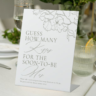 Sage Green floral guess how many kisses game Pedestal Sign