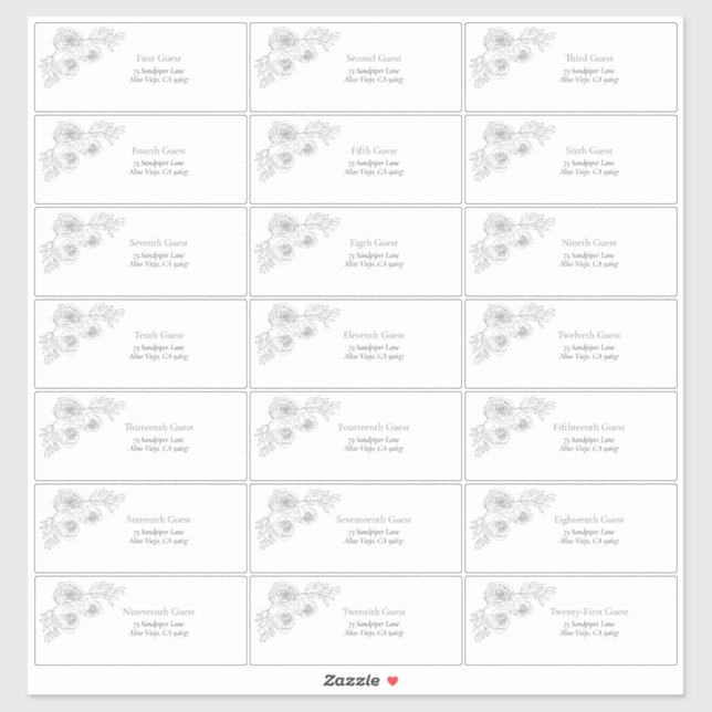 Sage Green Floral Line Art Guest Address (Sheet)