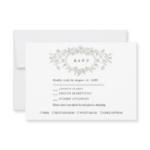 Sage Green Floral Line Art Wedding Response Card