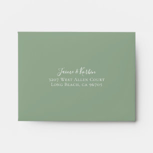Sage Green Floral Lined RSVP Return Address Envelope