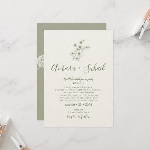 Sage Green Floral Muslim Wedding Invitation