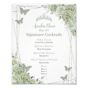 Sage Green Floral Quinceanera Signature Cocktails  Photo Print
