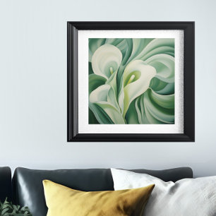 Sage Green Floral Semi-Abstract Poster