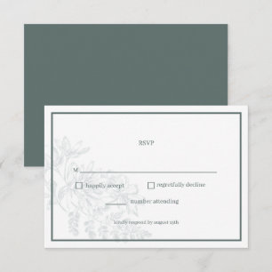 Sage Green Floral Simple Wedding RSVP Card