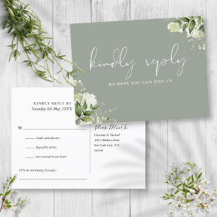 Sage Green Floral Song Request RSVP Postcard