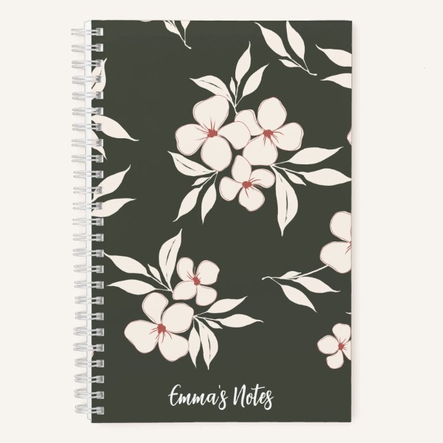 Sage green floral spiral notebook | journal (Front)