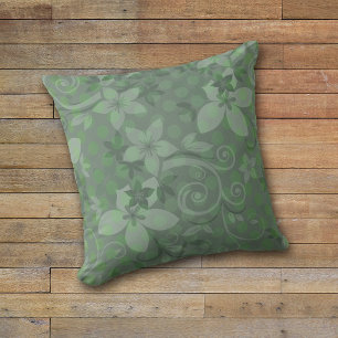Sage Green Floral Swirl Cushion