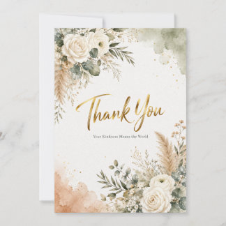 Sage Green Floral Thank You Card