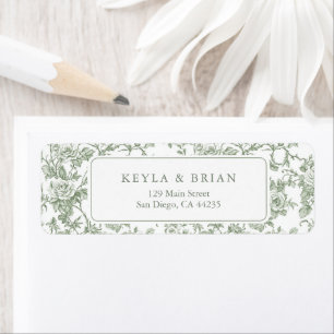 Sage Green Floral Toile Wedding Return Address Label
