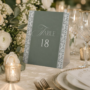 Sage Green Floral Vintage Lace Bridal Shower Pedestal Sign