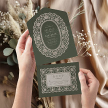 Sage Green Floral Vintage Lace Classic Wedding