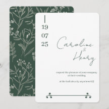 sage green floral wedding card