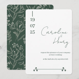 sage green floral wedding card