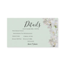 Sage Green  floral Wedding Details Card