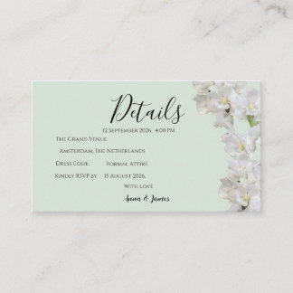 Sage Green  floral Wedding Details Card