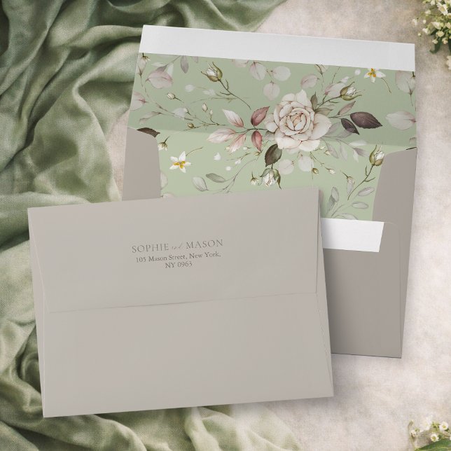 Sage Green Floral Wedding Envelope (Creator Uploaded)
