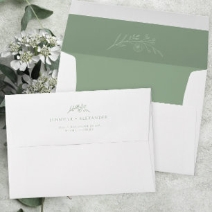 Sage Green Floral Wedding Envelope