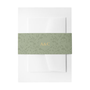 Sage Green Floral Wedding Invitation Belly Band