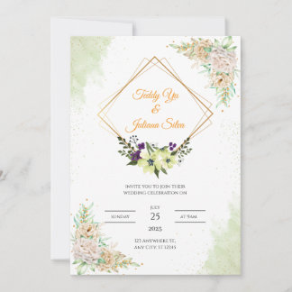 Sage Green Floral Wedding Invitation Card
