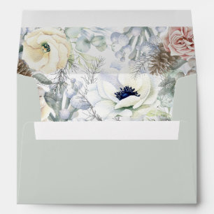 Sage Green Floral Wedding Invitation Envelope