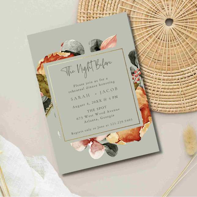 Sage Green Floral Wedding Rehearsal Dinner Invitation (Sage Green Floral Wedding Rehearsal Dinner Invitation)