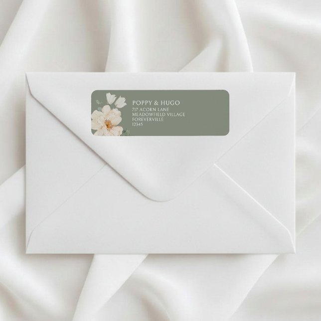Sage Green | Floral Wedding Return Address  Label (Creator Uploaded)