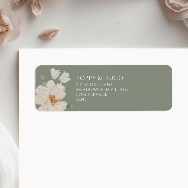 Sage Green | Floral Wedding Return Address  Label (Creator Uploaded)