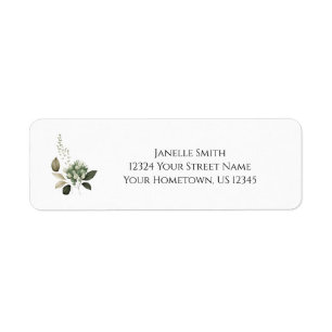 Sage Green Floral Wedding Return Address Label