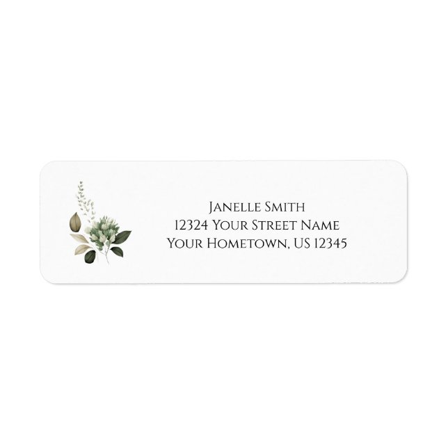Sage Green Floral Wedding | Return Address Label (Front)