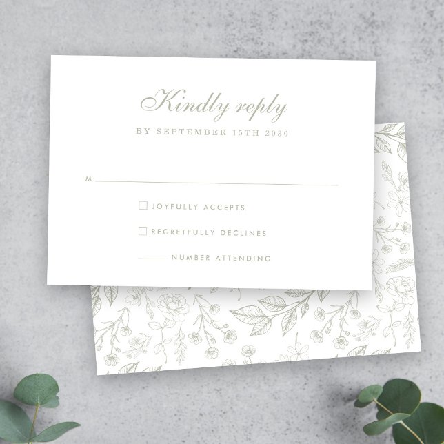 Sage Green Floral Wedding RSVP Card (Creator Uploaded)