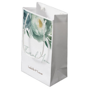 Sage Green Floral Wedding  Small Gift Bag