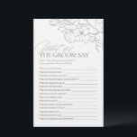 Sage Green floral what did the groom say game<br><div class="desc">Entertain your guests with this fun "what did the groom say" game, features elegant delicate hand drawn flower illustration and modern script typography details, in dark sage green and white colour, simple and romantic. great activity for modern rustic bridal shower, country garden wedding, and simple boho wedding parties in summer...</div>